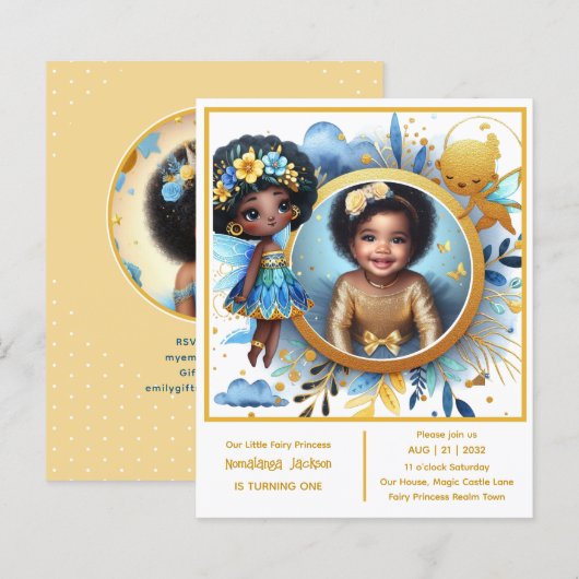 Papier Photo Anniversaire Little Black Fairy African Prin (Devant / Derrière)