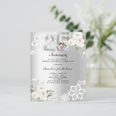 Papier Photo Argent 25e anniversaire mariage invitation (Debout devant)