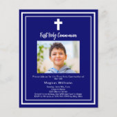 Papier Photo bleu marine Première communion invitation (Devant)