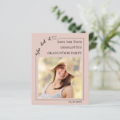 Papier Photo Blush Pink Graduation Save the Date Card (Debout devant)