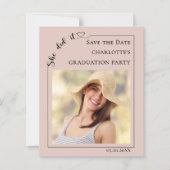 Papier Photo Blush Pink Graduation Save the Date Card (Devant)