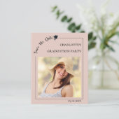 Papier Photo Blush Pink Graduation Save the Date card (Debout devant)