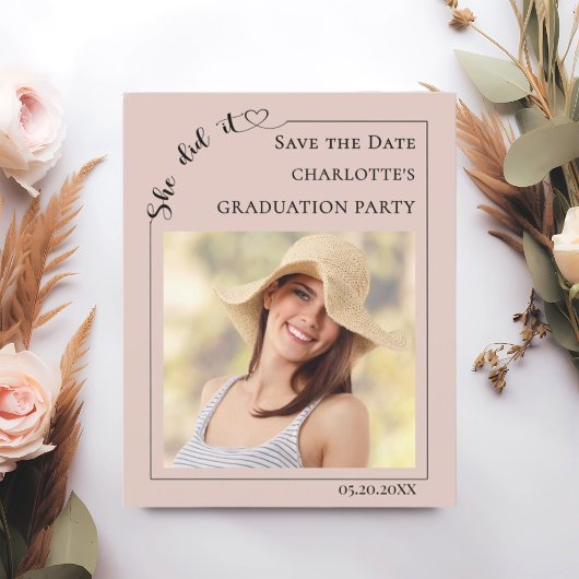 Papier Photo Blush Pink Graduation Save the Date Card