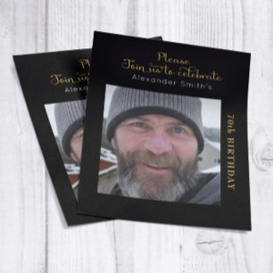 Papier Photo Budget 70e anniversaire Invitation Black Gol