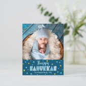 Papier Photo Budget Bonne Hanoukka Blue Gold Stars Card (Debout devant)