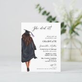 Papier Photo Budget Elle L'A Fait Graduation Invitation (Debout devant)