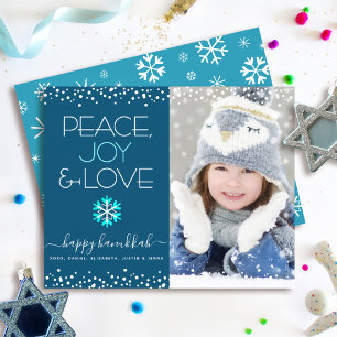 Papier Photo Budget Hanoukka Peace Love Snowflake Card