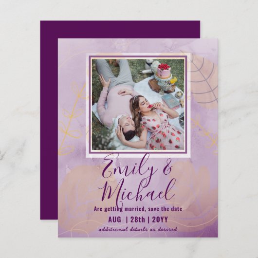 Papier PHOTO BUDGET LeahG Enregistrer Dates Aquarelle Feu (Devant / Derrière)