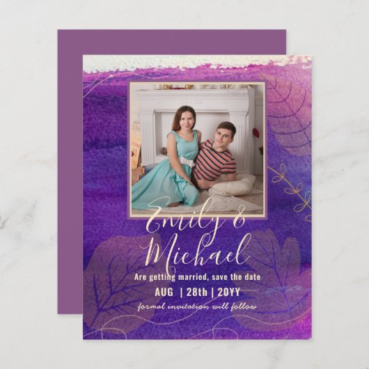 Papier PHOTO BUDGET MARIAGE SAVE DATES - Boho Abstrait (Devant / Derrière)