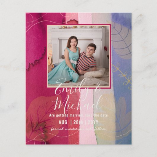 Papier PHOTO BUDGET MARIAGE SAVE DATES - Boho Abstrait (Devant)