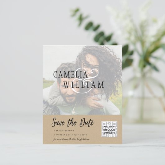 Papier PHOTO BUDGET Moderne Enregistrer la date QR CODE R (Debout devant)