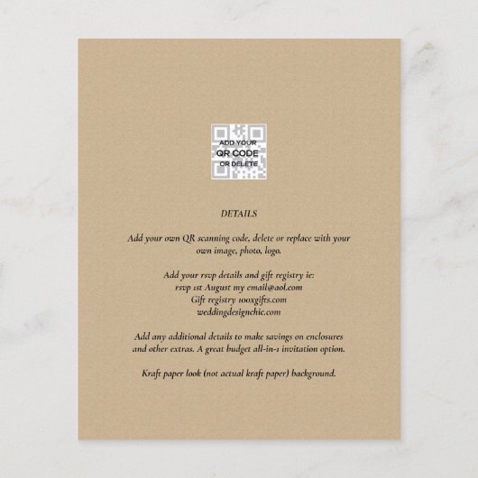 Papier PHOTO BUDGET Moderne Enregistrer la date QR CODE R (Dos)