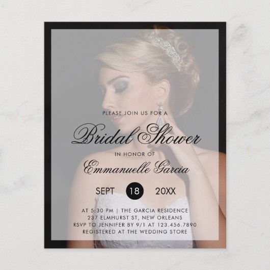 Papier Photo Budget moderne Invitation de douche nuptiale (Devant)