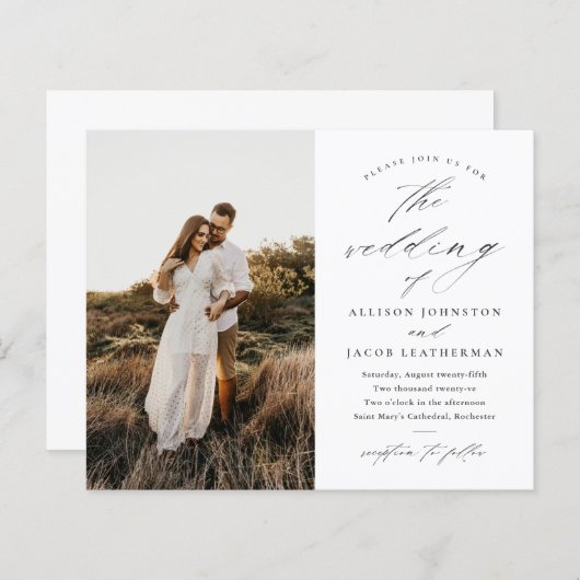 Papier Photo Budget noir et blanc Faire-part de mariage (Devant / Derrière)