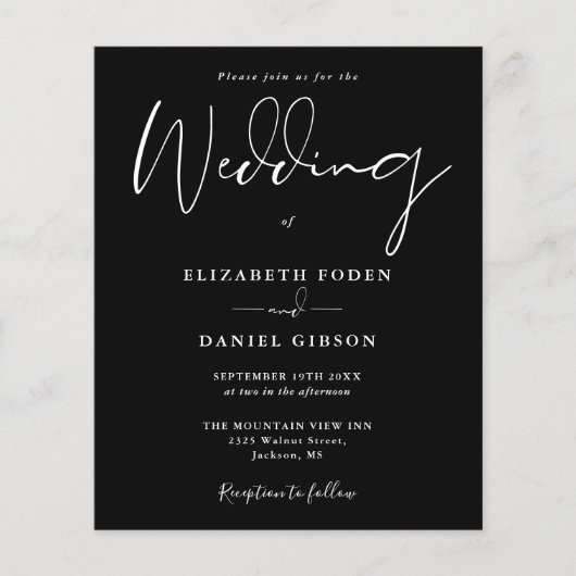 Papier Photo Budget noir et blanc Faire-part de mariage (Devant)