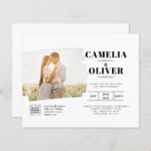 Papier PHOTO BUDGET QR CODE Mariage Inviter RSVP Détails (Devant / Derrière)