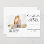Papier PHOTO BUDGET QR CODE Mariage Inviter RSVP Détails (Devant / Derrière)