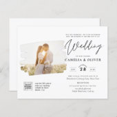 Papier PHOTO BUDGET QR CODE Mariage Inviter RSVP Détails (Devant / Derrière)
