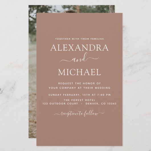 Papier Photo Budget Terra Cotta Boho Mariage Simple (Devant / Derrière)