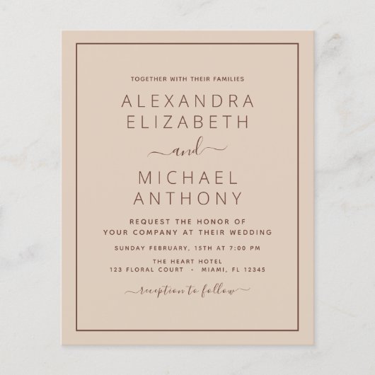 Papier Photo Budget Terra Cotta Boho Mariage Simple (Devant)