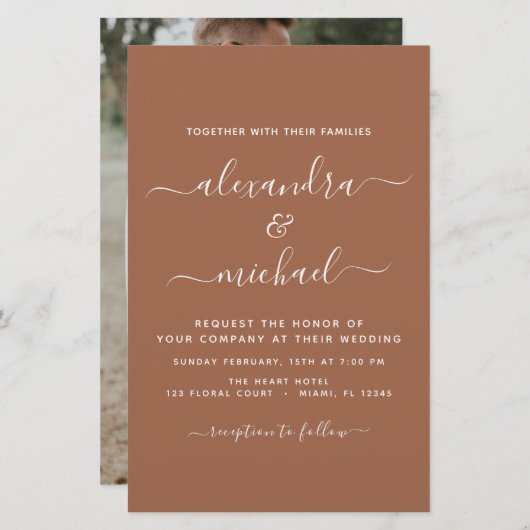Papier Photo Budget Terra Cotta Boho Mariage Simple (Devant / Derrière)
