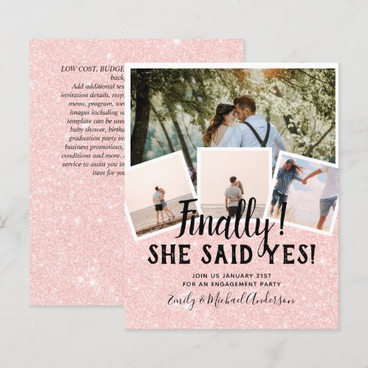 Papier PHOTO BUDGÉTAIRE ENGAGÉE Mariage INVITE Faire-part (Devant / Derrière)