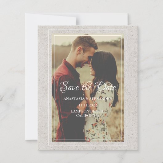 Papier PHOTO BUDGÉTAIRE ENREGISTRER L'invitation DATE. (Devant)