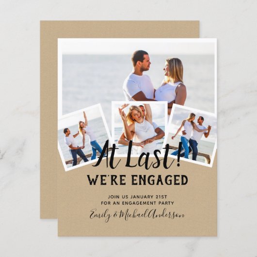 PAPIER PHOTO BUDGÉTAIRE FIANÇAILLES CITER INVITATIONS - N (Devant / Derrière)