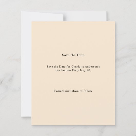 Papier Photo Champagne Graduation Save the Date Card (Dos)