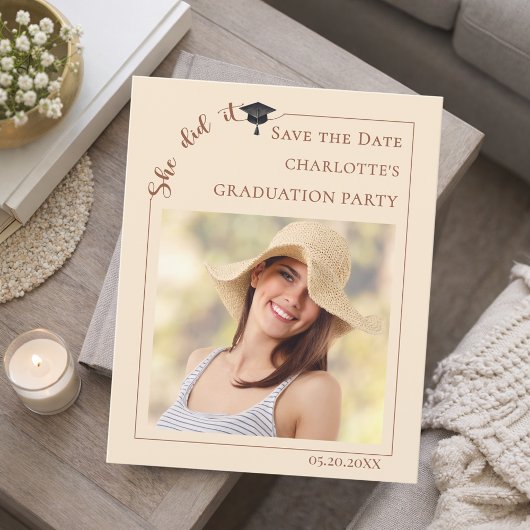Papier Photo Champagne Graduation Save the Date card