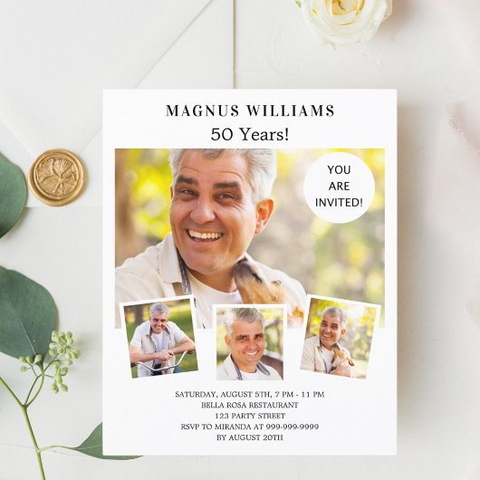 Papier Photo collage blanc invitation d'anniversaire