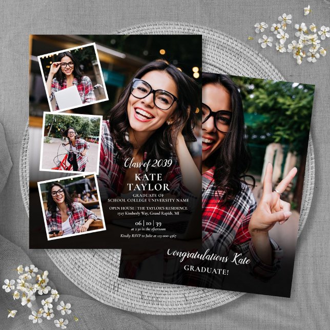 Papier Photo Collage Graduation Party Budget Invitation (Photo Collage Graduation Party Budget Invitation)