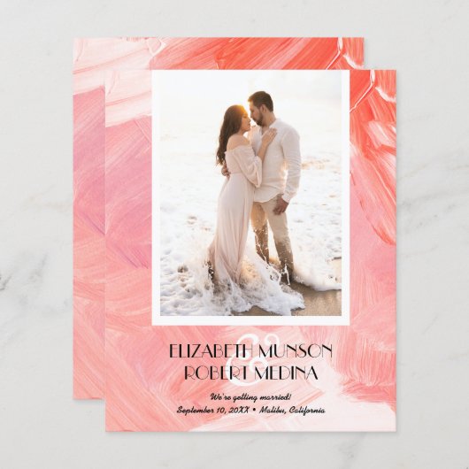 Papier Photo Coral Budget Mariage Enregistrer La Date (Devant / Derrière)