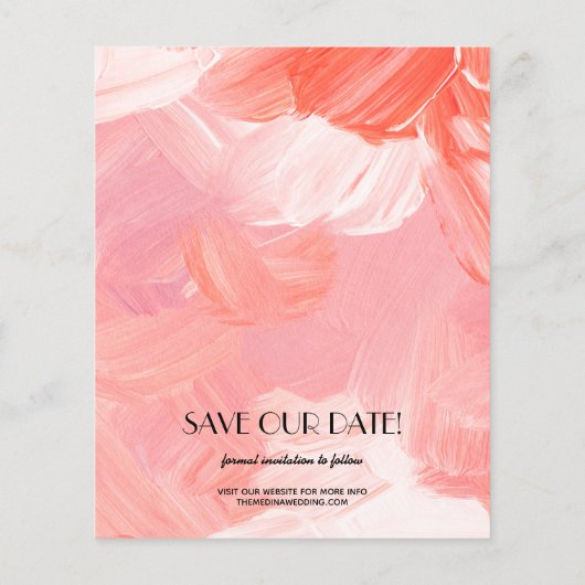 Papier Photo Coral Budget Mariage Enregistrer La Date (Dos)