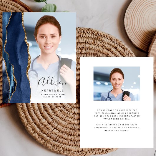 Papier Photo d'âge bleu de la Marine 2025 Faire-part de g