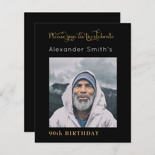 Papier Photo d'anniversaire noir et or (Devant / Derrière)