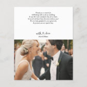 Papier Photo de mariage de remerciement de cœur de budget (Dos)