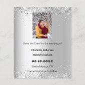 Papier Photo d'hiver Argent Save the Date mariage (Dos)