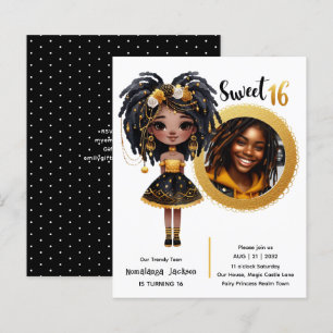 Papier PHOTO Douce 16 Ans Anniversaire Fille Noire Or Noi