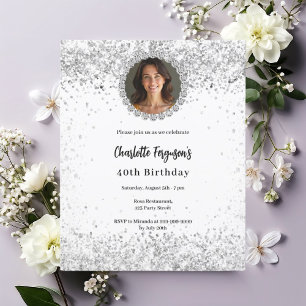 Papier Photo en argent blanc diamants invitation