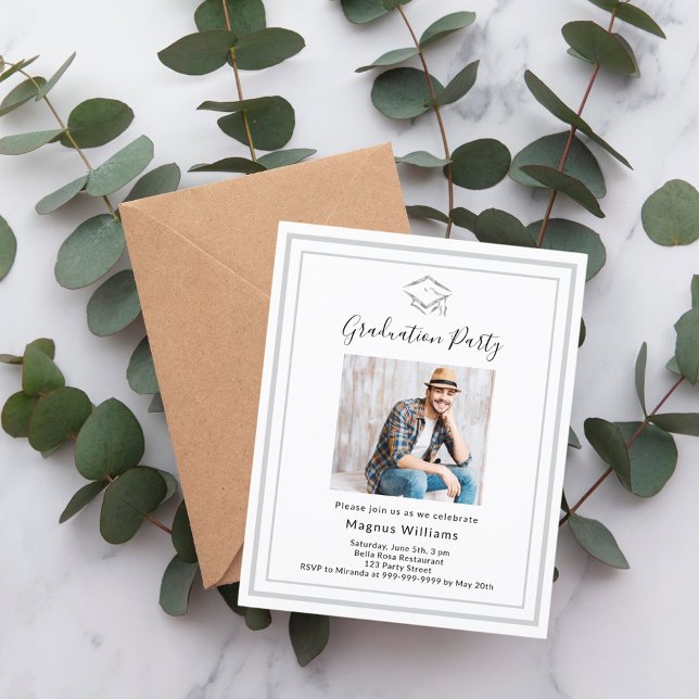 Papier Photo en argent blanc Invitation du Graduation Par (Créateur téléchargé)