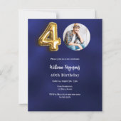 Papier Photo en or bleu marine 40e anniversaire invitatio (Devant)