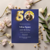 Papier Photo en or bleu marine 50e anniversaire invitatio