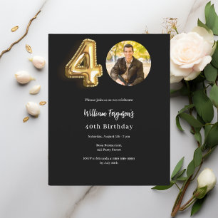 Papier Photo en or noir 40e anniversaire invitation