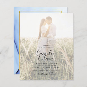 Papier PHOTO FAIRE-PART DE MARIAGE Marine Blue Gold INK L