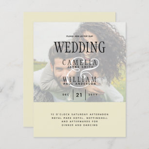 Papier PHOTO FAIRE-PART DE MARIAGE superposition Texte bu