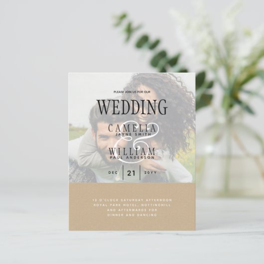 Papier PHOTO FAIRE-PART DE MARIAGE superposition Texte bu (Debout devant)