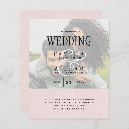 Papier PHOTO FAIRE-PART DE MARIAGE superposition Texte bu (Devant / Derrière)