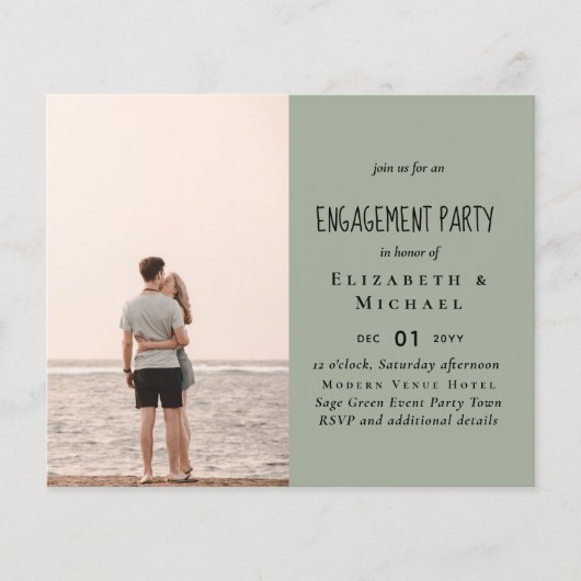 Papier PHOTO FIANÇAILLES INVITATION Budget FAIRE-PART (Devant)