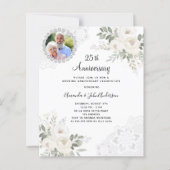 Papier Photo florale blanche 25e faire-part de mariage (Devant)